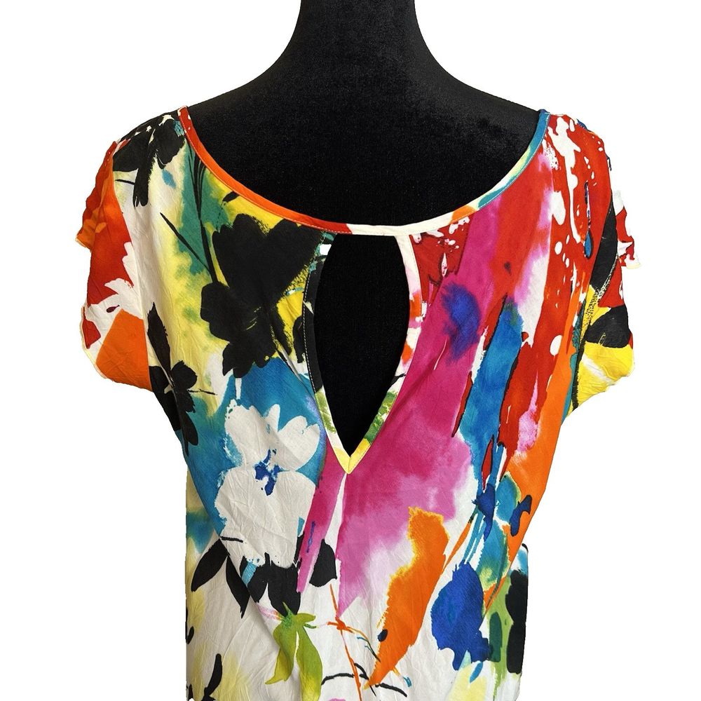 Jams World Symphony Bold Hawaiian Floral Rayon Pullover Dress Size Medium W380 - Picture 5 of 9